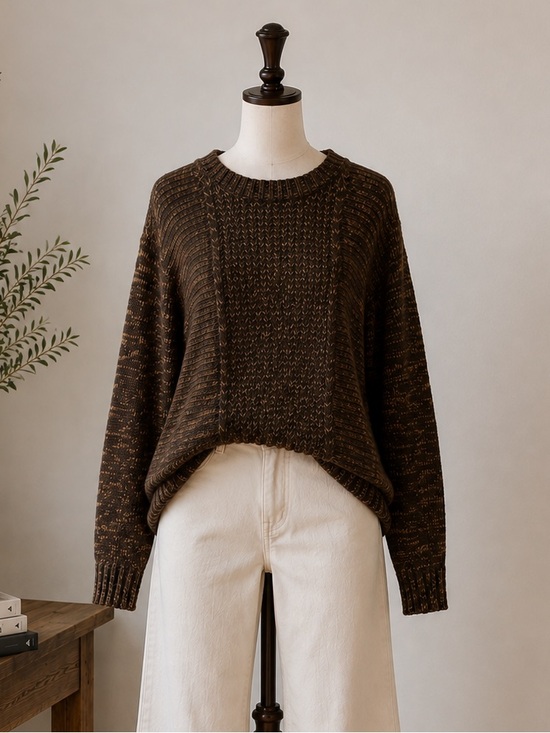 Vero Moda Sweaters - Vero Moda Brown Marled Crew Neck Sweater